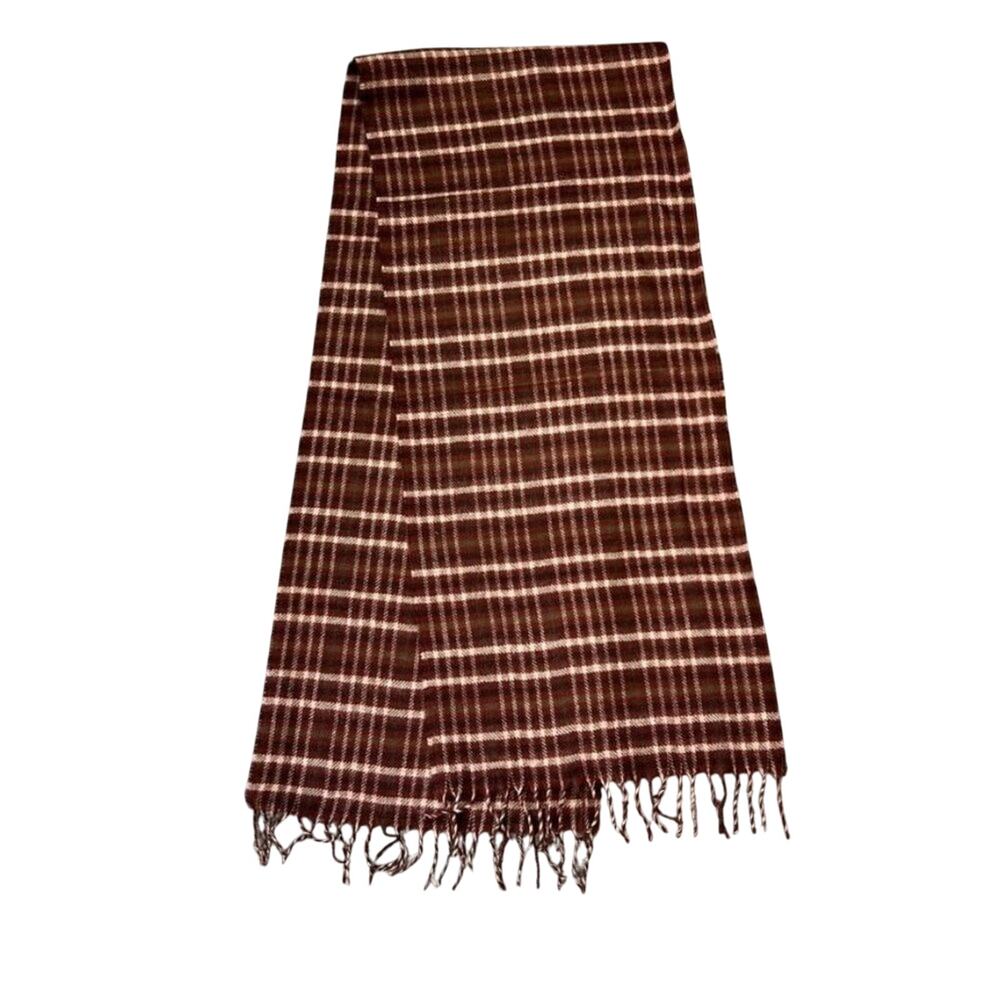 Plaid Scarf Unisex 100% Lambswool 12" X 56'' Unbranded Vintage